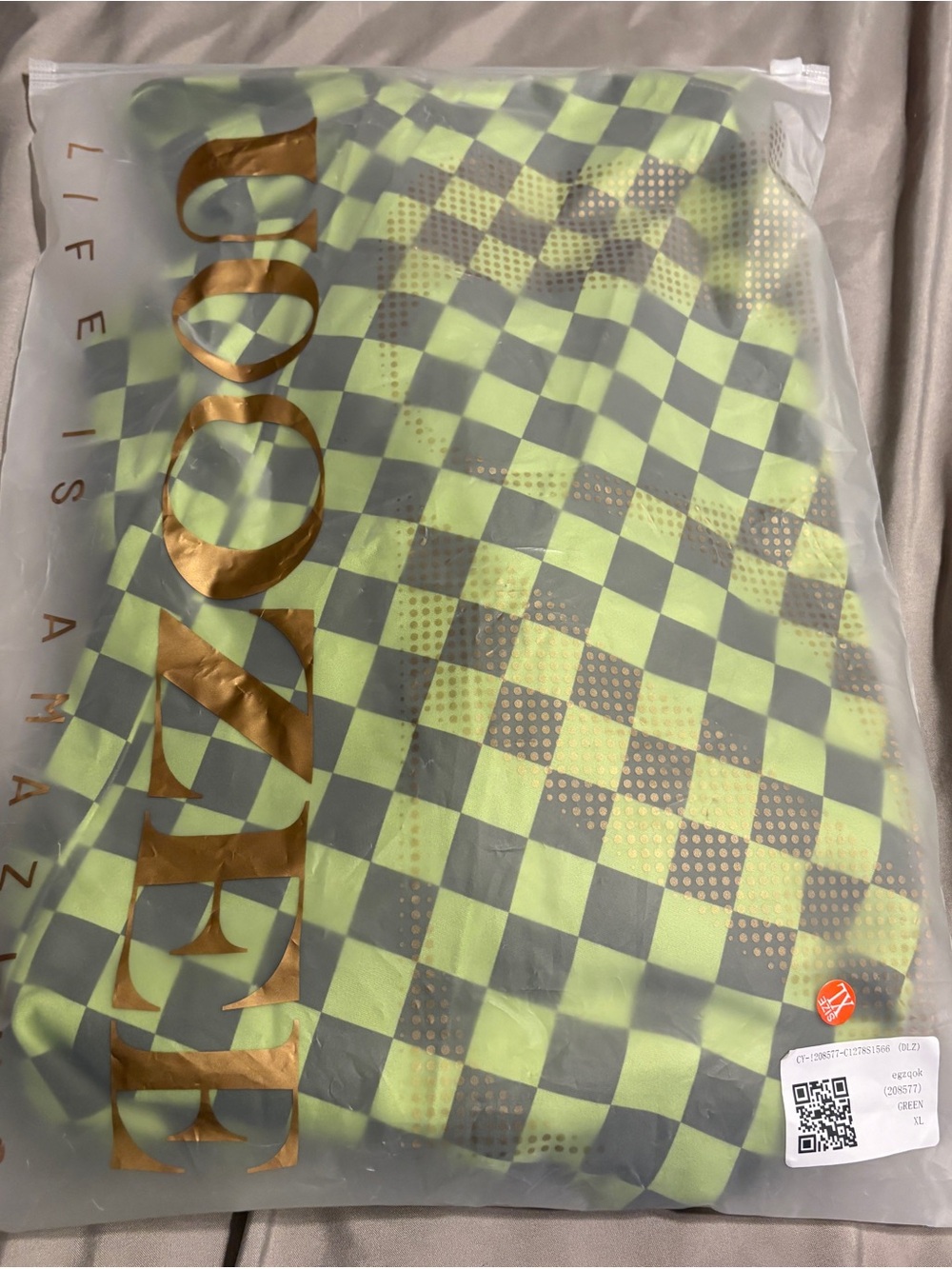 Neon Yellow & Gray Checker Jumpsuit by Unbranded